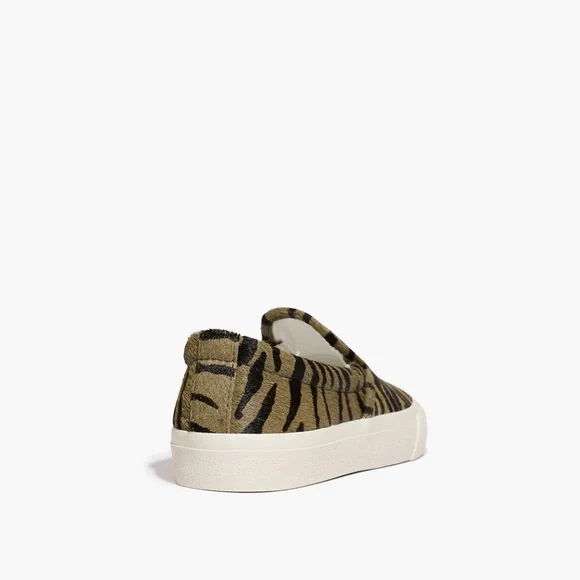 Madewell Sidewalk Slip On Sneakers in Zebra Calf Hair green black - Picture 3 of 12